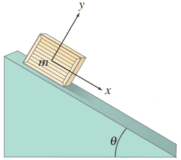 Crate on inclined plane. Problems 59 and 60