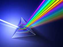 A prism disperses white light into colors